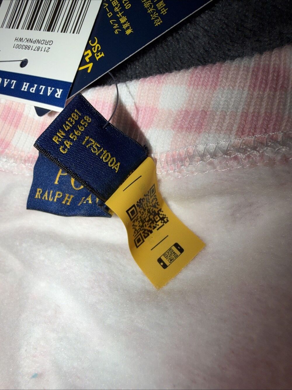 XLPolo Ralph Lauren Gingham Fleece Sweatshirt Pink White - Picture 4 of 13
